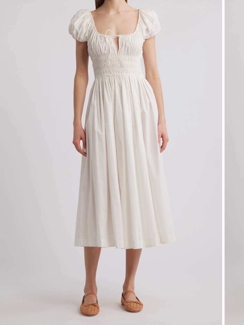 Doen Quinn Organic Poplin
White Puff Sleeve Maxi Dress with Tie Front